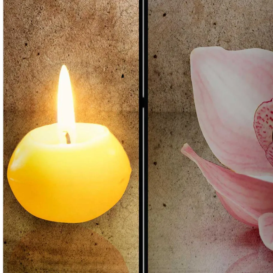 Online Wohnen Wellness Motiv Paravent Orchidee & Kerze - London
