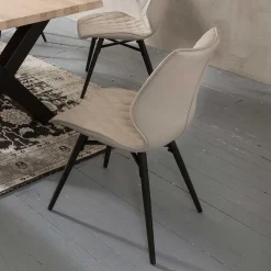 Sale Wohnen White Wash Essgruppe mit X-Fuß Tisch - Tilveta I (sechsteilig)