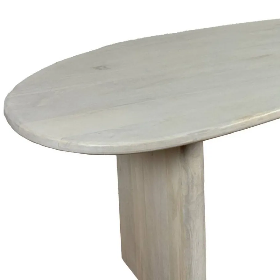 Hot Wohnen White Wash Esstisch mit Tischplatte im Nierendesign - Drosalimo