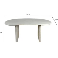 Hot Wohnen White Wash Esstisch mit Tischplatte im Nierendesign - Drosalimo