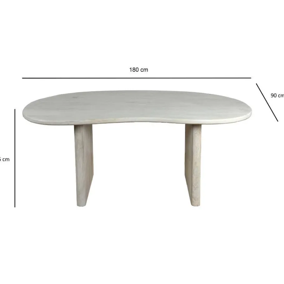 Hot Wohnen White Wash Esstisch mit Tischplatte im Nierendesign - Drosalimo