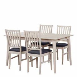 Best Wohnen White Wash Esstischgruppe aus Eiche - Pessoa (fünfteilig)