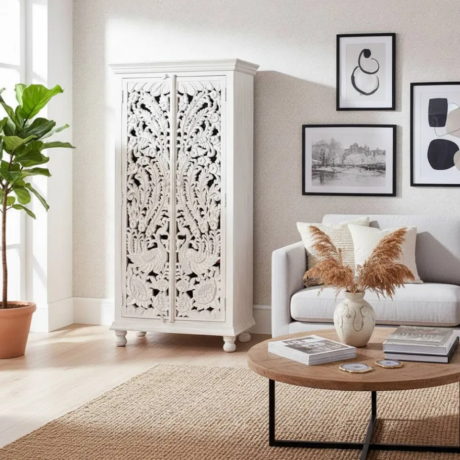Discount Wohnen White Wash Schrank - dekoratives Design - Snake