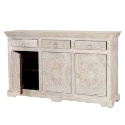 Sale Wohnen White Wash Sideboard mit Ornament Schnitzereien - Rusula