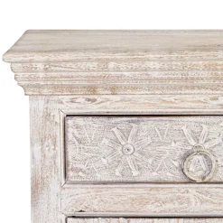 Sale Wohnen White Wash Sideboard mit Ornament Schnitzereien - Rusula