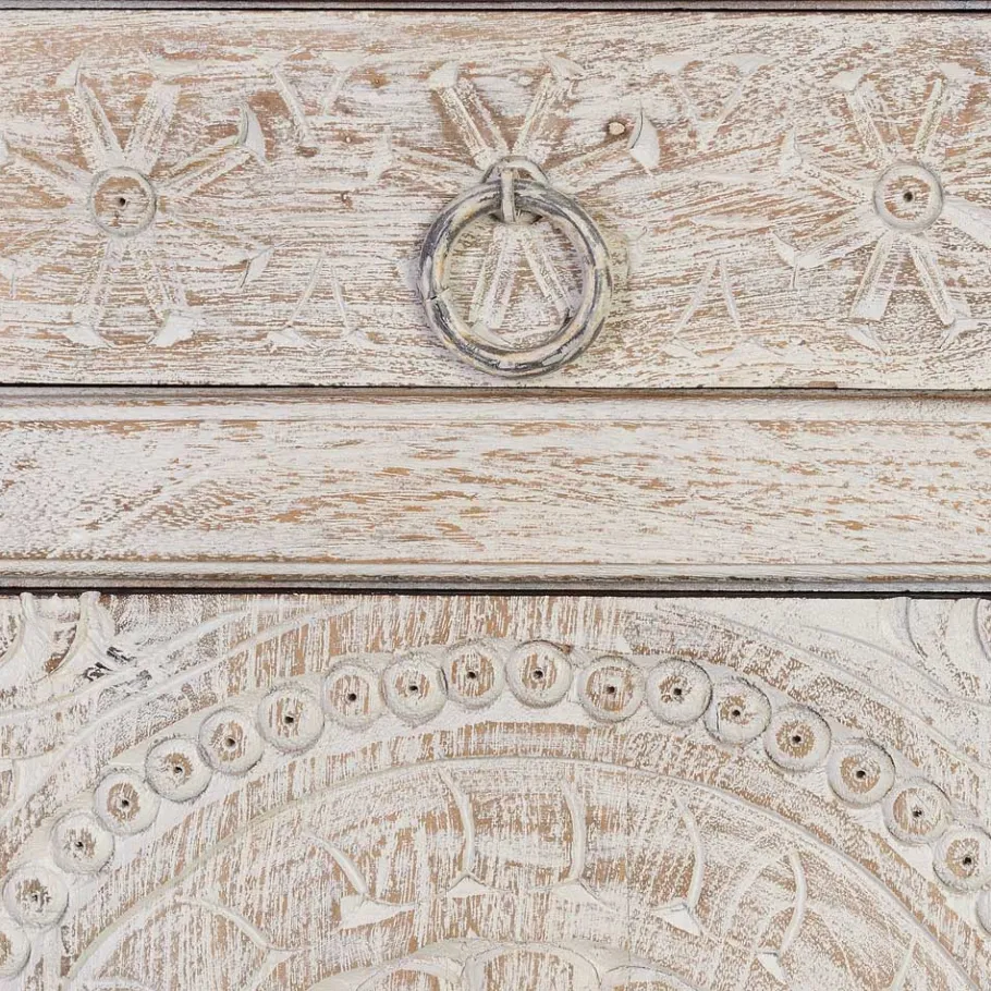 Sale Wohnen White Wash Sideboard mit Ornament Schnitzereien - Rusula