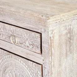 Sale Wohnen White Wash Sideboard mit Ornament Schnitzereien - Rusula