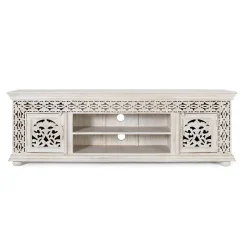 Wohnen White Wash TV Lowboard - dekoratives Design - Snake