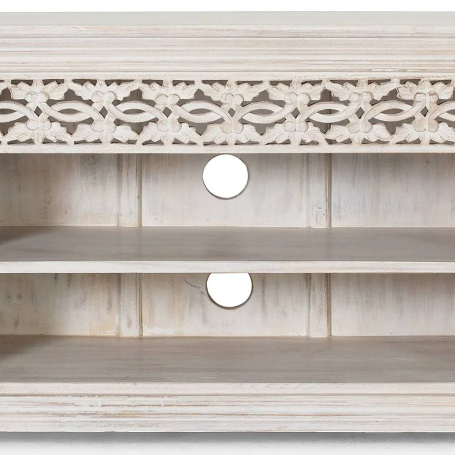 Wohnen White Wash TV Lowboard - dekoratives Design - Snake