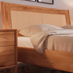 Clearance Wohnen Wildbuche Bett mit Wiener Geflecht Kopfteil - Indrya