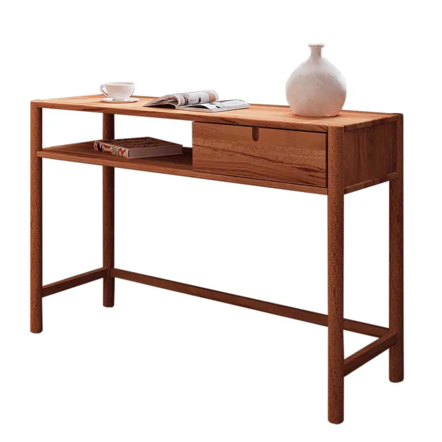 Discount Wohnen Wildbuche Schreibtisch mit Schublade & Fach - Indrya