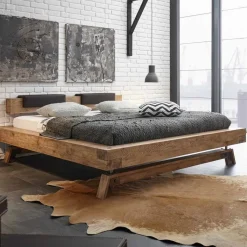 Best Wohnen Wildeiche Balkenbett Aqua im Industry Style