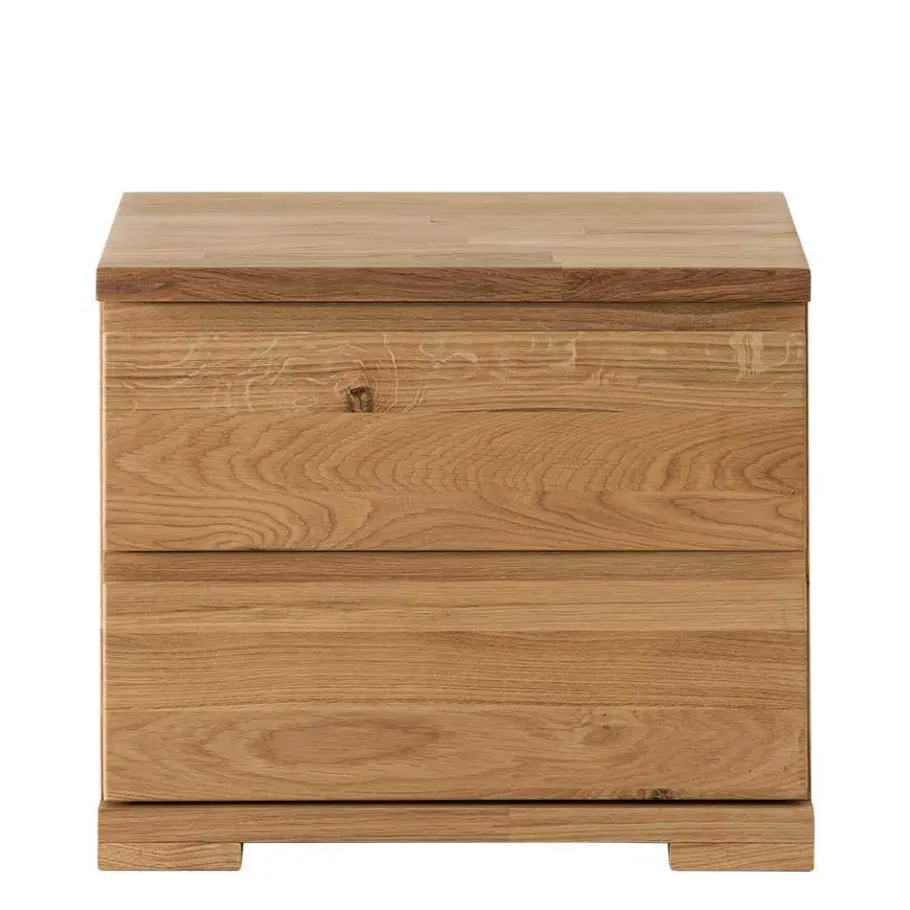 Outlet Wohnen Wildeiche Bett & Nachtkonsolen - Esvilda II (dreiteilig)