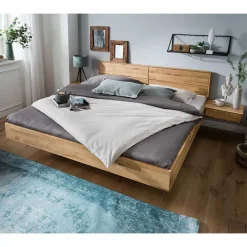 Best Wohnen Wildeiche Bett auf Schwebesockel - Manoz (dreiteilig)