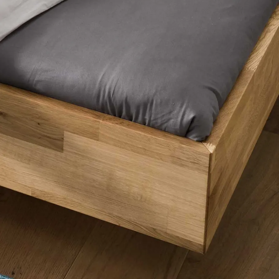 Best Wohnen Wildeiche Bett auf Schwebesockel - Manoz (dreiteilig)