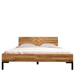 Clearance Wohnen Wildeiche Bett mit Fischgrät Design Kopfteil - Kerfa