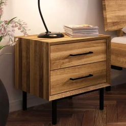 Clearance Wohnen Wildeiche Bett mit Fischgrät Design Kopfteil - Kerfa