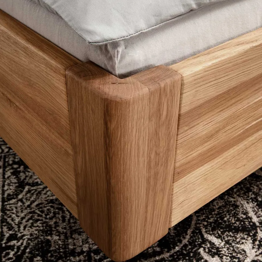 Best Wohnen Wildeiche Bett mit Metallkufen in Schwarzgrau - Tomya