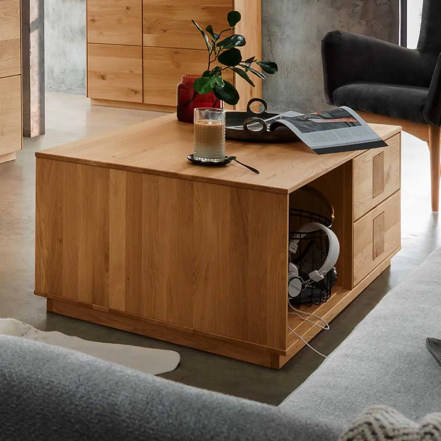 New Wohnen Wildeiche Couchtisch mit Stauraum - Millena