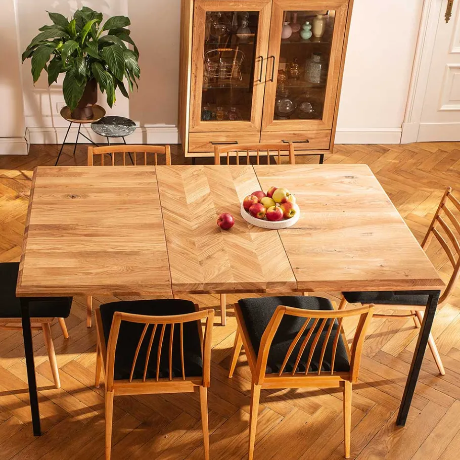 Wohnen Wildeiche Designtisch mit Fischgrät Muster - Kerfa