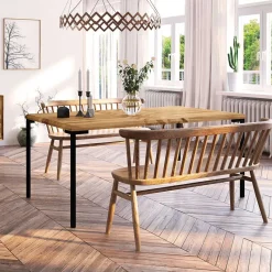 Wohnen Wildeiche Designtisch mit Fischgrät Muster - Kerfa