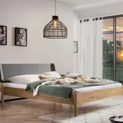 Hot Wohnen Wildeiche Doppelbett mit Kunstleder Kopfteil - Lucyanco