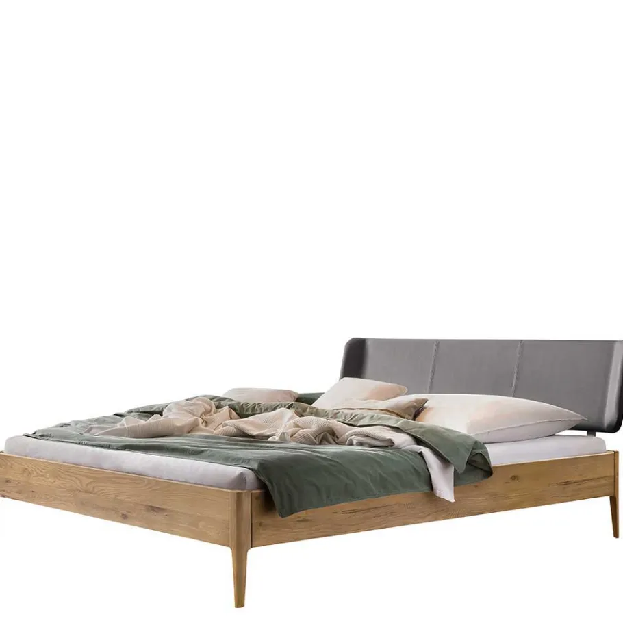 Hot Wohnen Wildeiche Doppelbett mit Kunstleder Kopfteil - Lucyanco