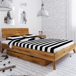 Wohnen Wildeiche Einzelbett mit Unterlänge 190 cm - Eavy III