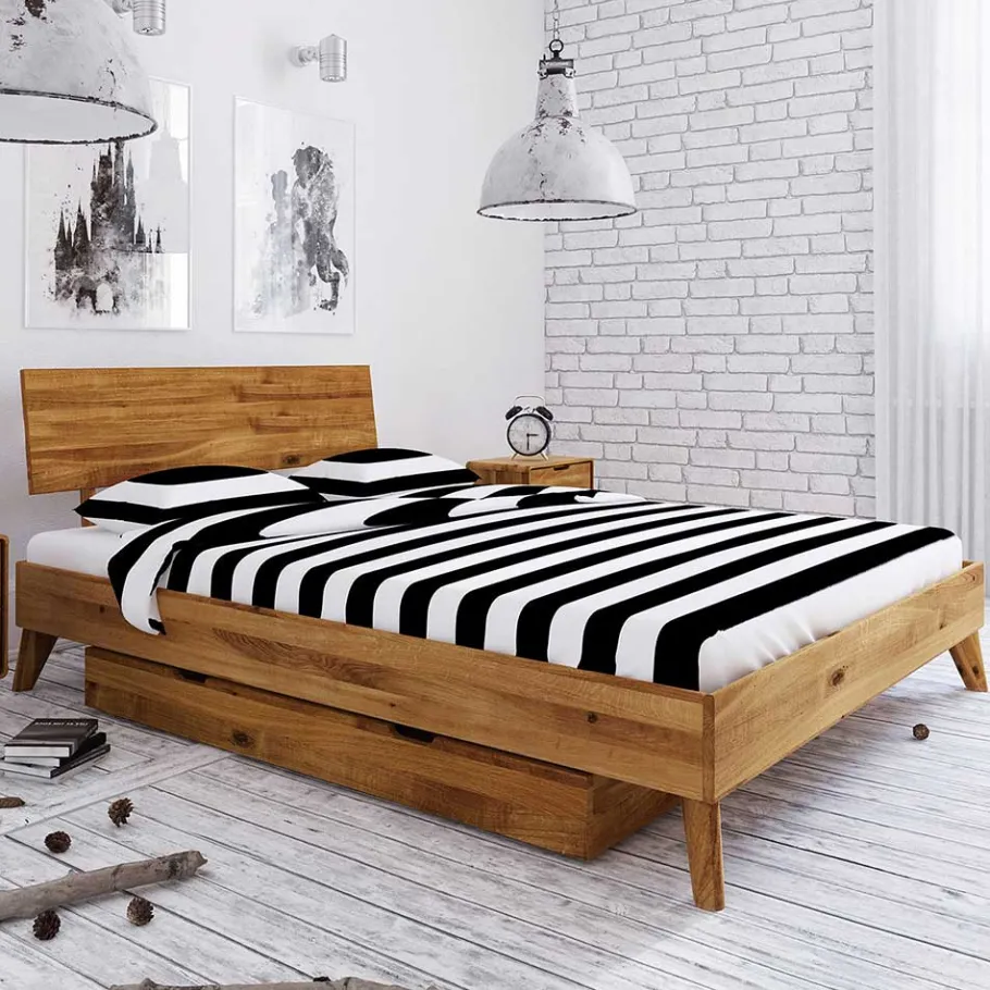 Wohnen Wildeiche Einzelbett mit Unterlänge 190 cm - Eavy III