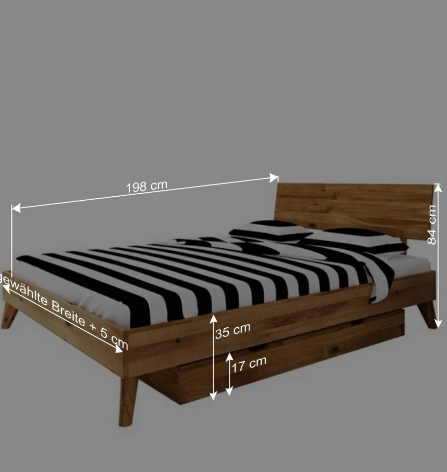 Wohnen Wildeiche Einzelbett mit Unterlänge 190 cm - Eavy III