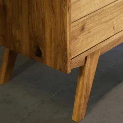 Wohnen Wildeiche Holz Bett mit Überlänge 220 cm - Hardus (dreiteilig)