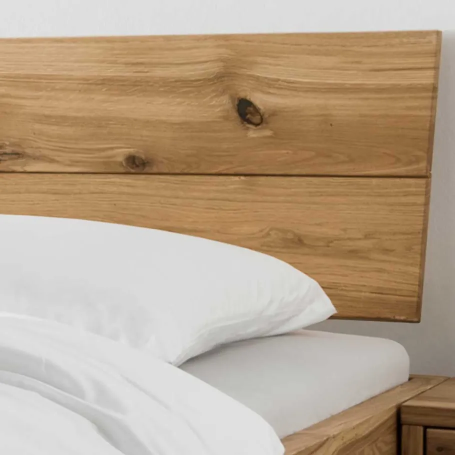 New Wohnen Wildeiche Holzbett mit Kufengestell aus Metall - Aryvano