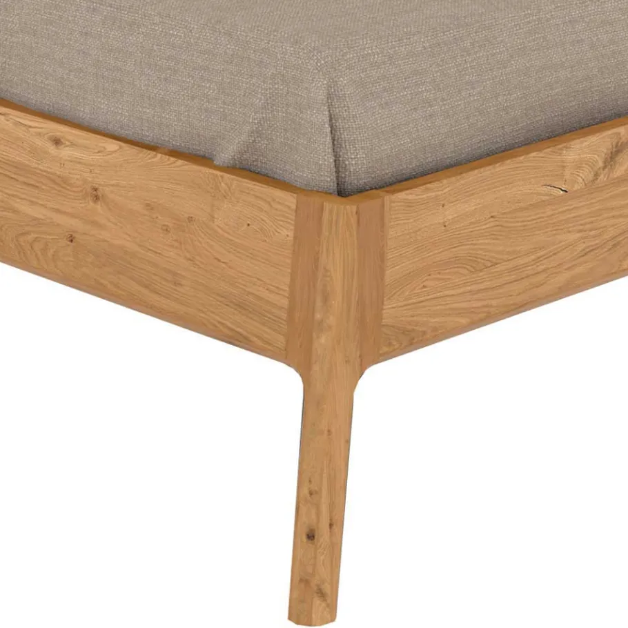 Best Wohnen Wildeiche Holzbett mit Polsterkopfteil in Beige - Favorite