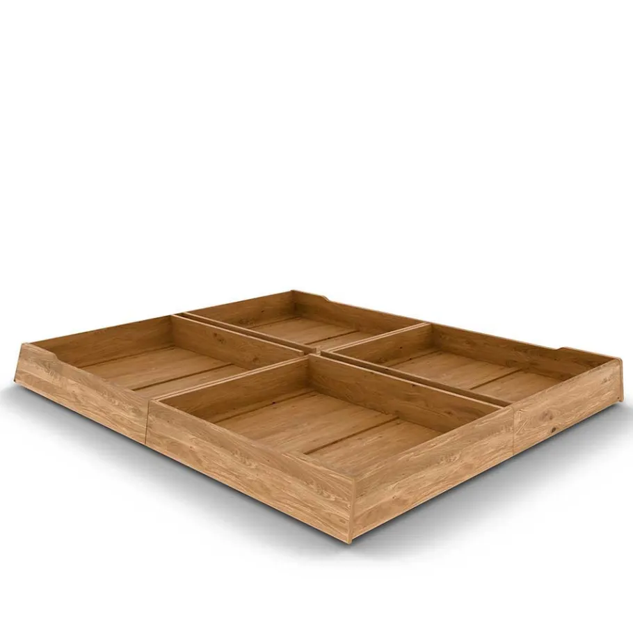 Best Wohnen Wildeiche Holzbett mit Polsterkopfteil in Beige - Favorite