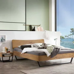 Sale Wohnen Wildeiche Holzbett 140x200 mit Stahl - Viralus