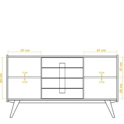 Online Wohnen Wildeiche Holz-Sideboard 160 cm breit - Hardus