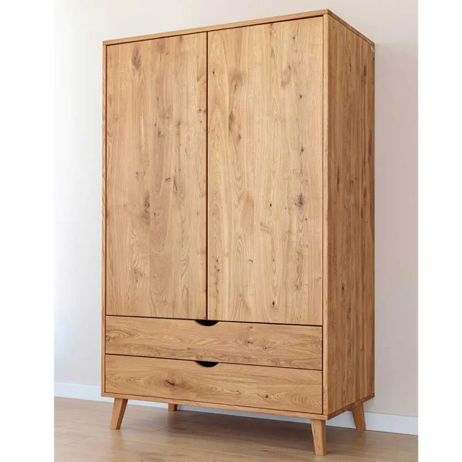 Clearance Wohnen Wildeiche Kombi-Kleiderschrank massiv - Fabijola