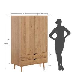 Clearance Wohnen Wildeiche Kombi-Kleiderschrank massiv - Fabijola