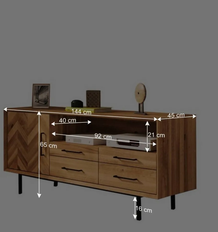 Outlet Wohnen Wildeiche Lowboard modern-elegant - Kerfa