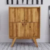 Sale Wohnen Wildeiche Midcentury Highboard mit 4 Türen - Hardus I