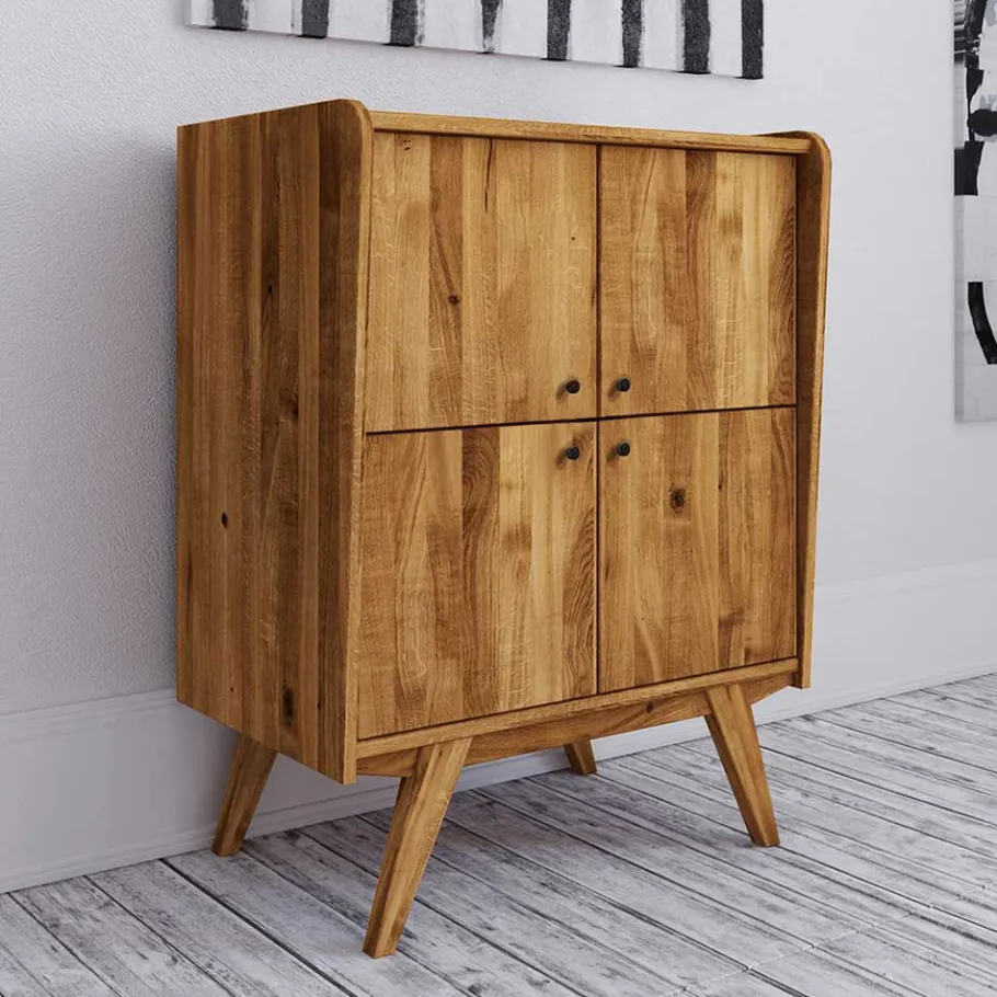 Sale Wohnen Wildeiche Midcentury Highboard mit 4 Türen - Hardus I