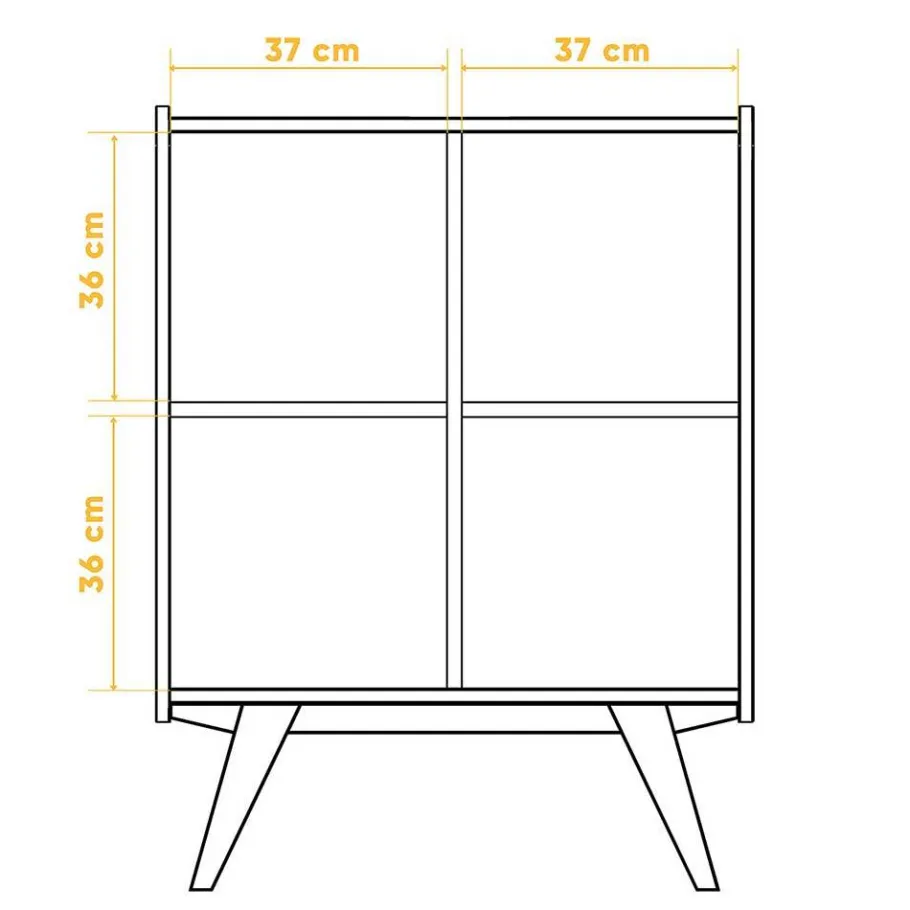 Sale Wohnen Wildeiche Midcentury Highboard mit 4 Türen - Hardus I