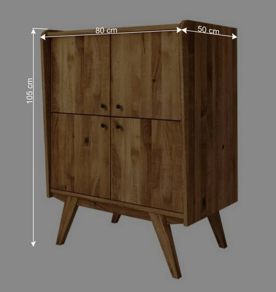Sale Wohnen Wildeiche Midcentury Highboard mit 4 Türen - Hardus I
