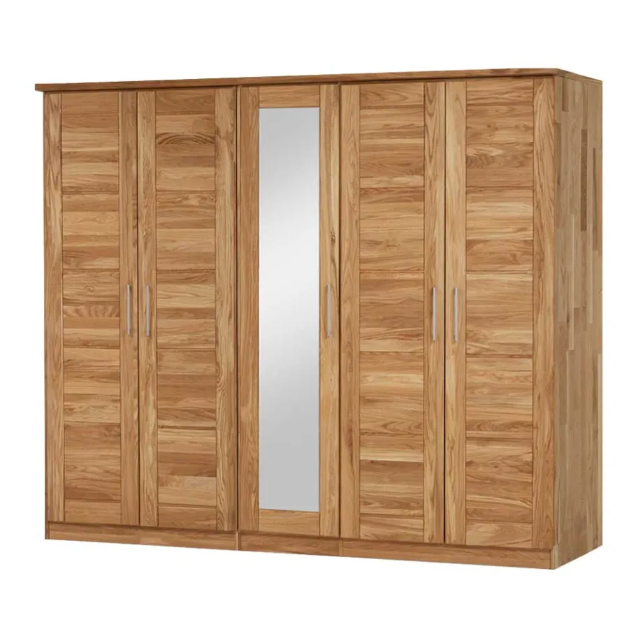 New Wohnen Wildeiche Schlafzimmerschrank Cranos mit Spiegel
