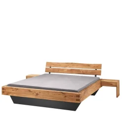 Discount Wohnen Wildeiche Schwebebett mit Naturkanten Kopfteil - Castro