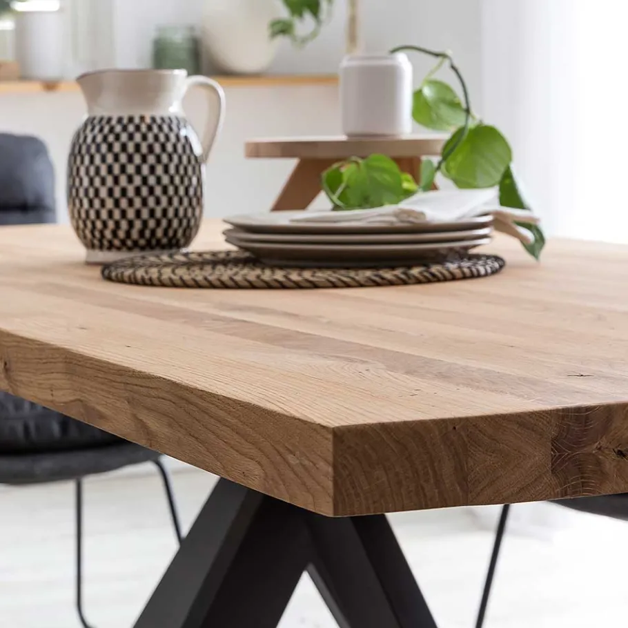 Discount Wohnen Wildeiche Tisch mit Spidergestell - Chroma