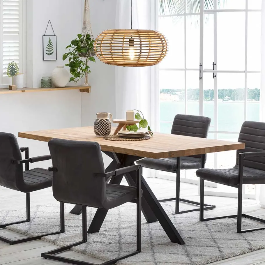 Discount Wohnen Wildeiche Tisch mit Spidergestell - Chroma