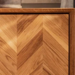 Clearance Wohnen Wildeiche TV Lowboard mit Fischgrät Design - Kerfa