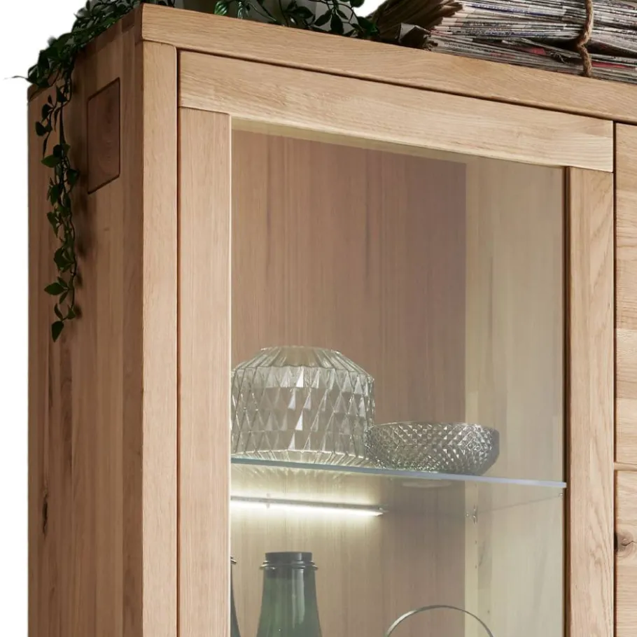 Clearance Wohnen Wildeiche Vitrinenschrank 103 cm breit - Embleys