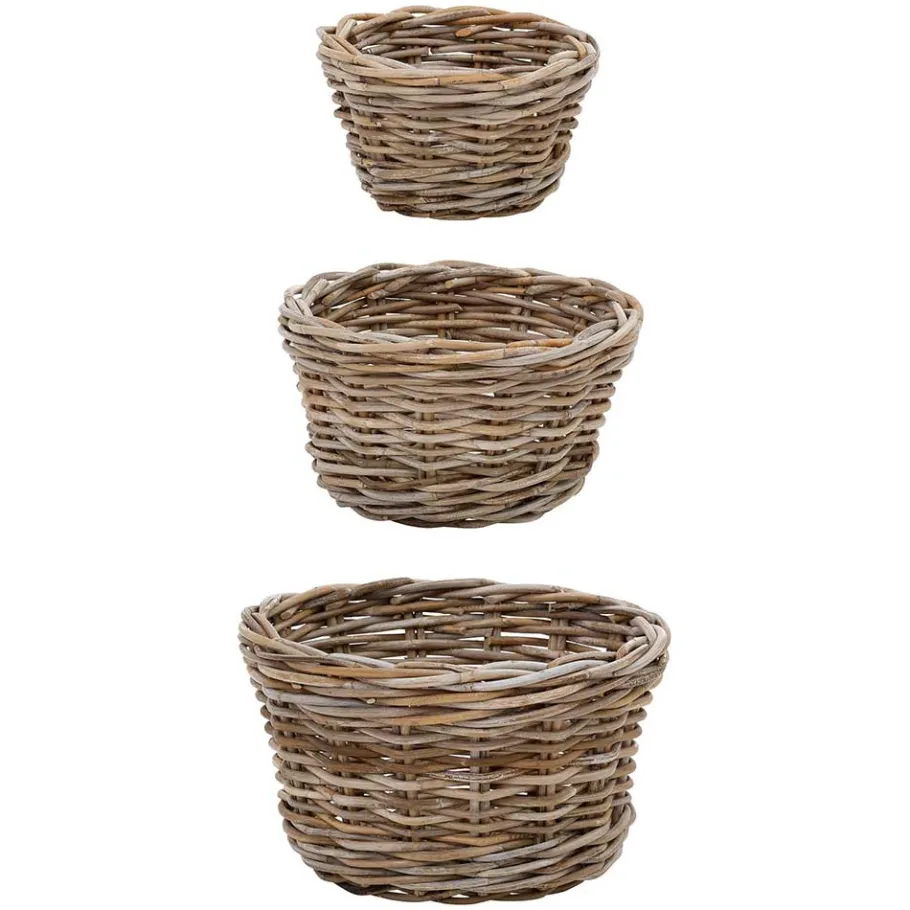 Wohnen Wohnraum Körbe aus Rattan Graubraun - Vodenas (dreiteilig)